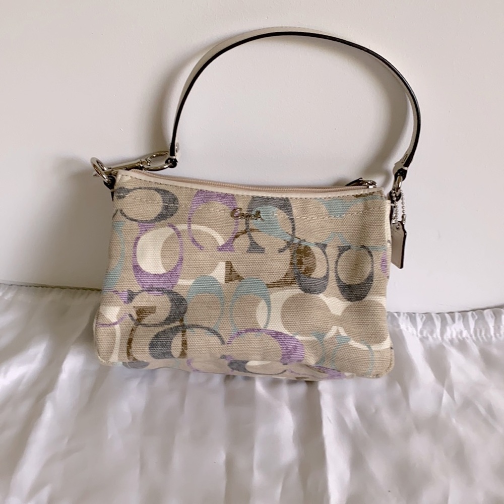 Khaki Patterned Coach Mini Bag